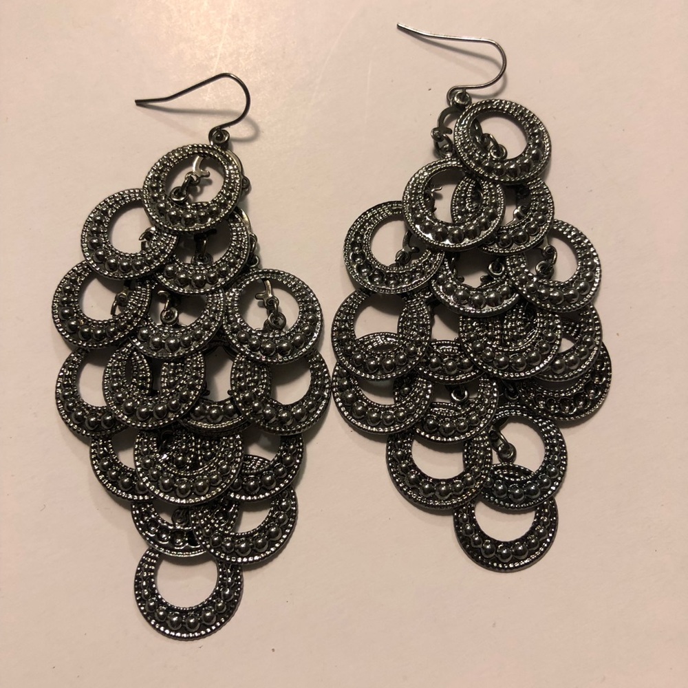 Torrid earrings dangling small hoops gray metal
